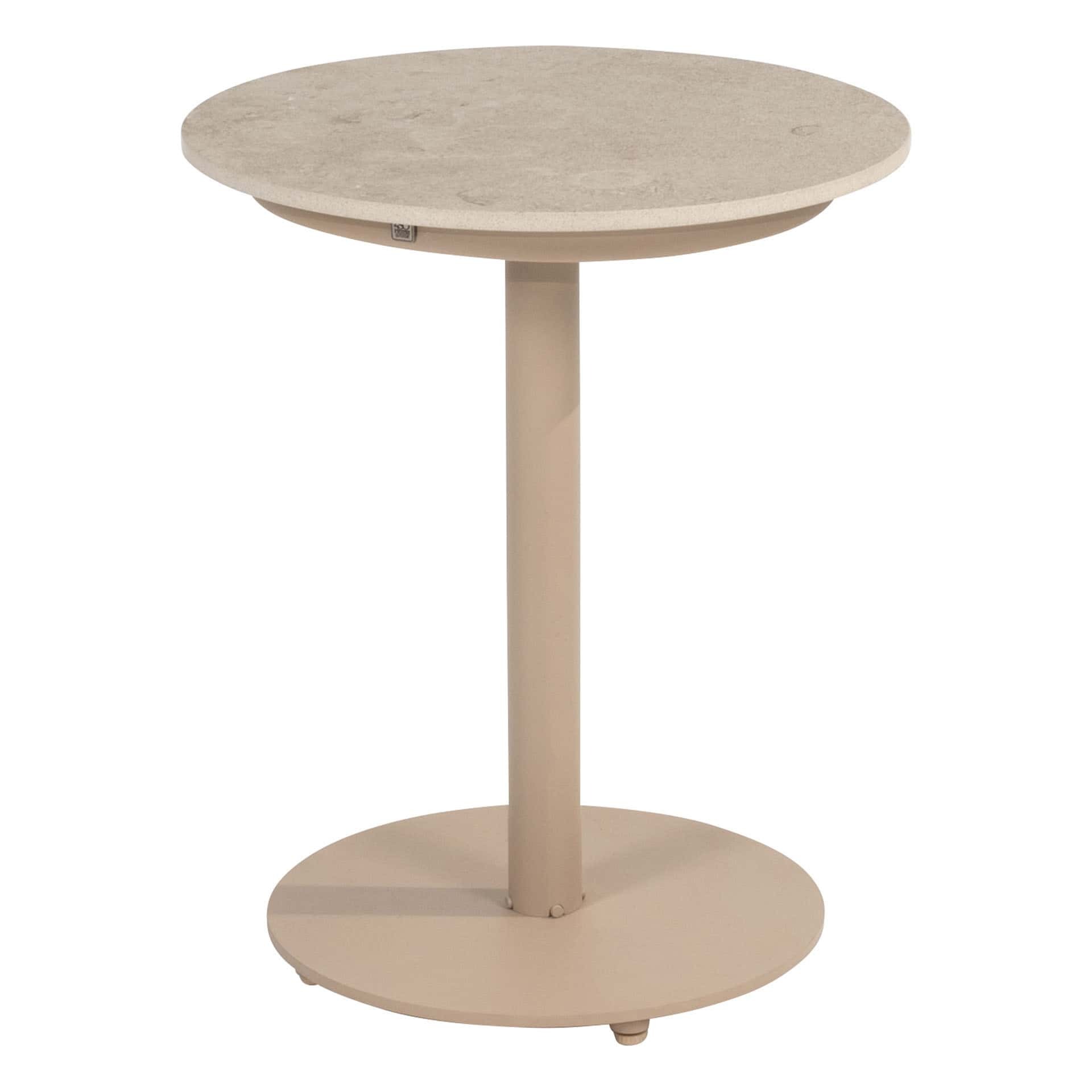 4SO Boaz bijzettafel ceramisch 45 cm rond met centrale poot latte 55 cm hoog