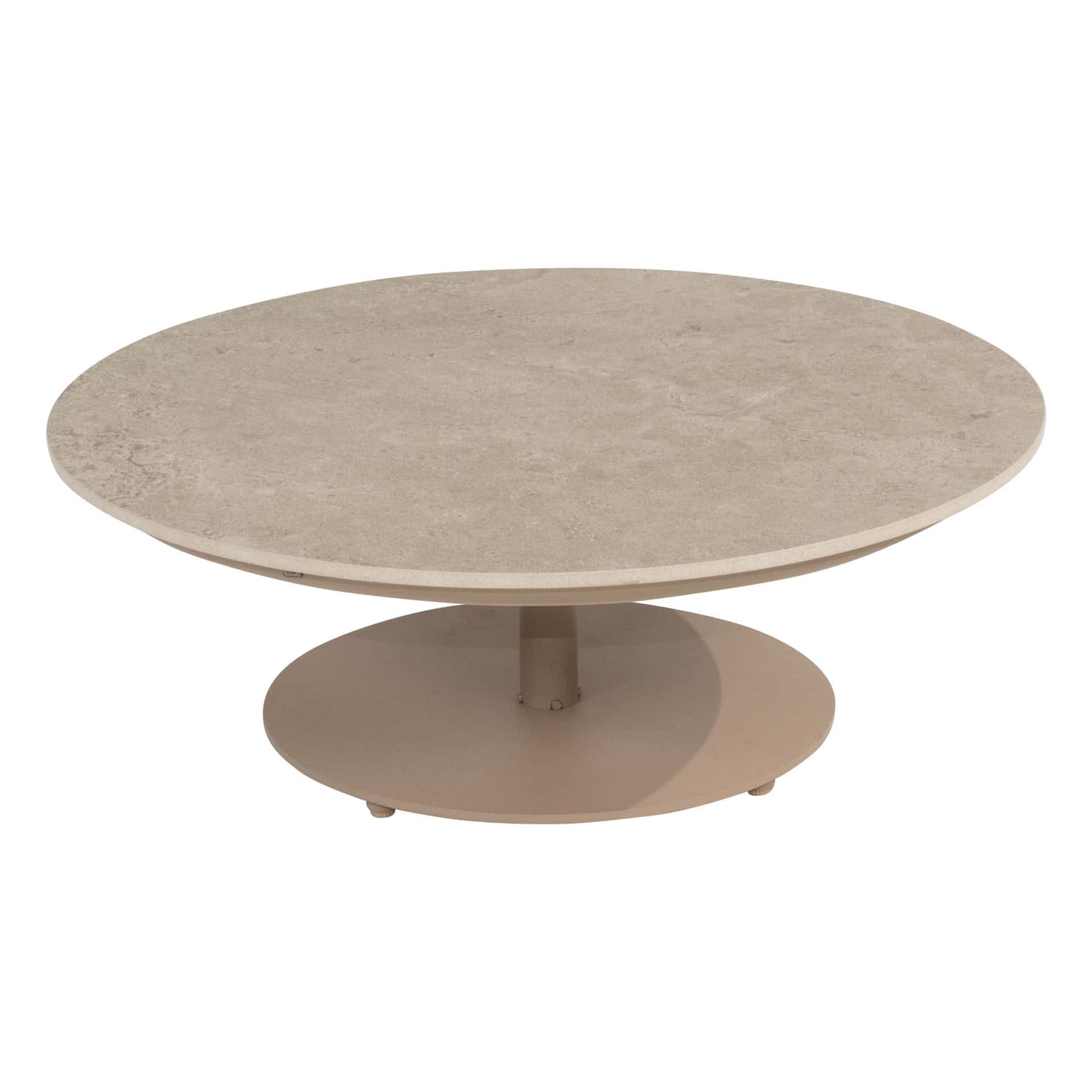 4SO Boaz koffietafel met ceramisch blad 80 cm rond centrale poot Latte