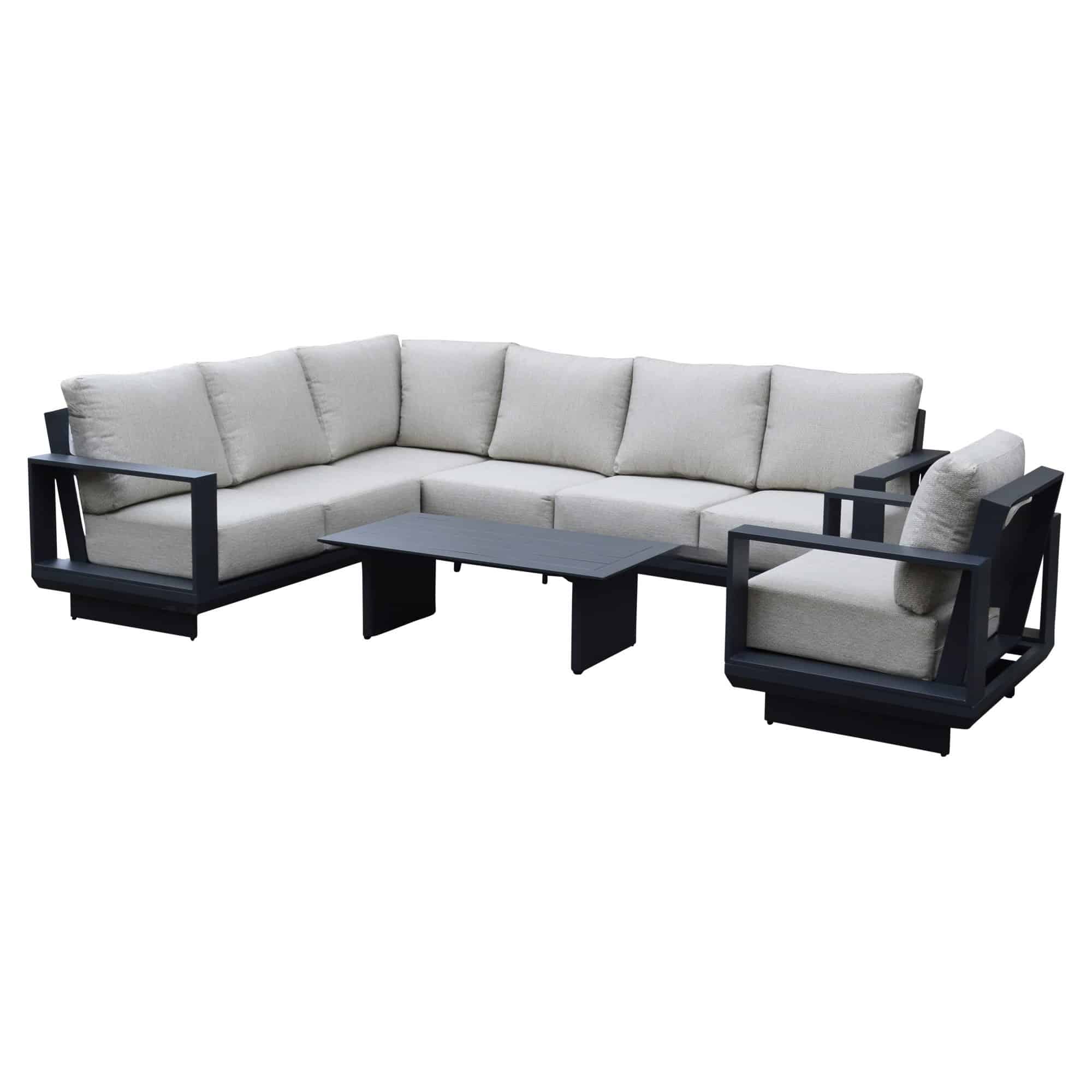 Avellino hoek loungeset 6 delig antraciet aluminium soft grey