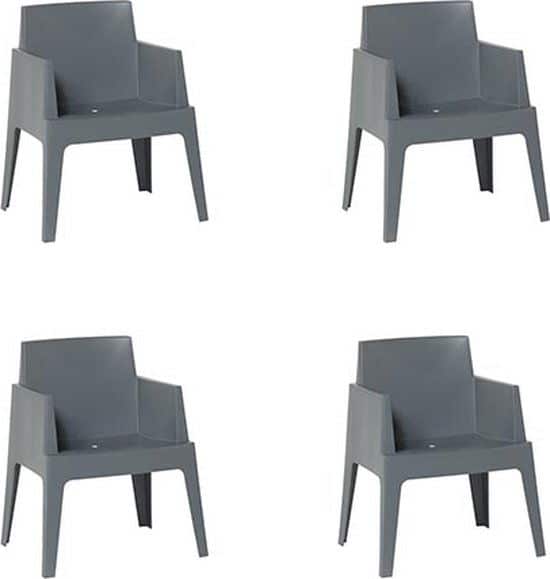 Box Tuinstoel Donkergrijs 4 stuks - Garden impressions