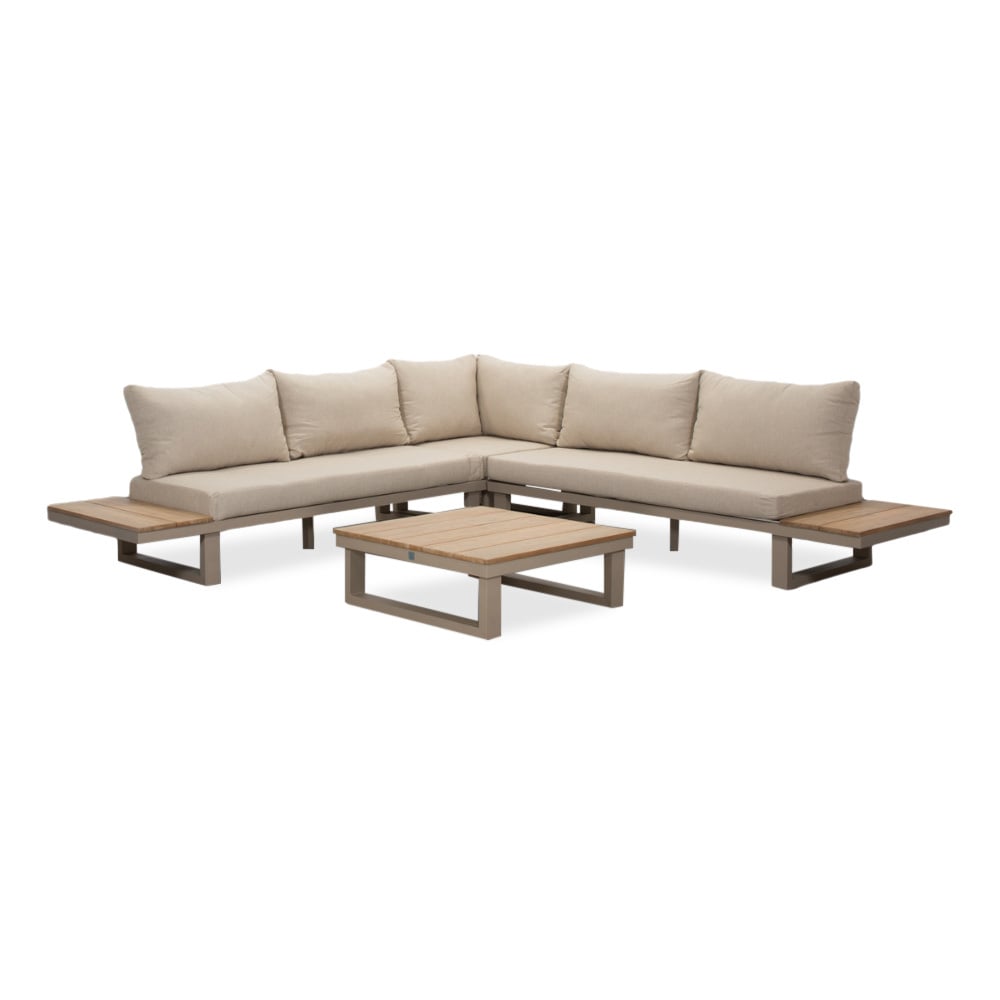 Canyon hoek loungeset 4-delig | aluminium + hardhout | beige | 280x280cm