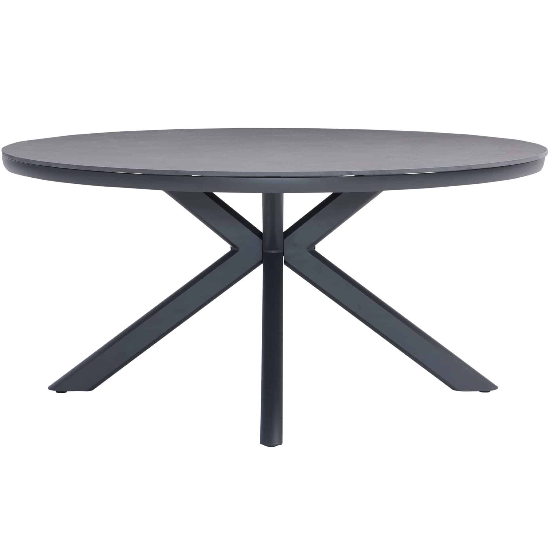 Cubanita dining tuintafel 158xH74 cm rond aluminium keramiek antraciet