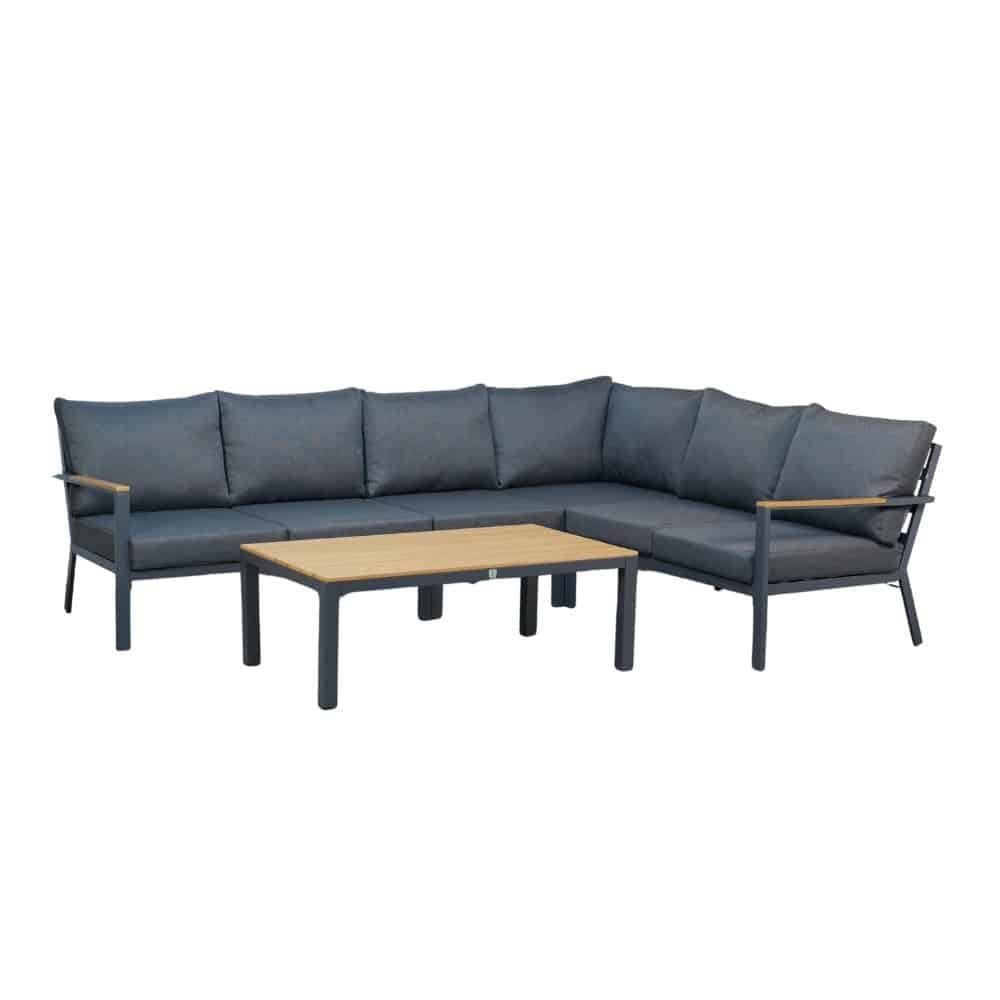 Donnan hoek loungeset | aluminium + polywood | 279x217cm | antraciet