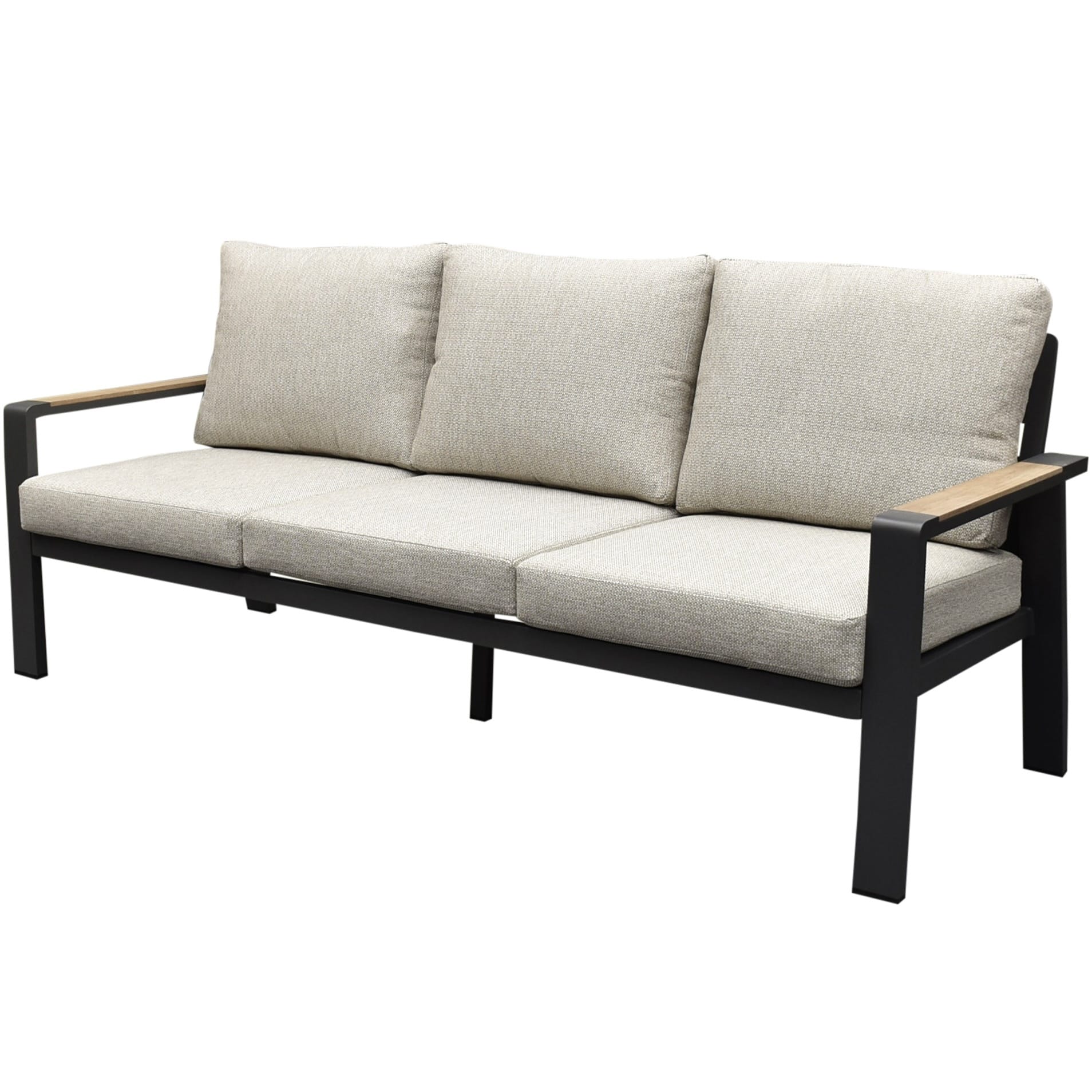 Lola 3-zitsbank aluminium antraciet soft grey kussens