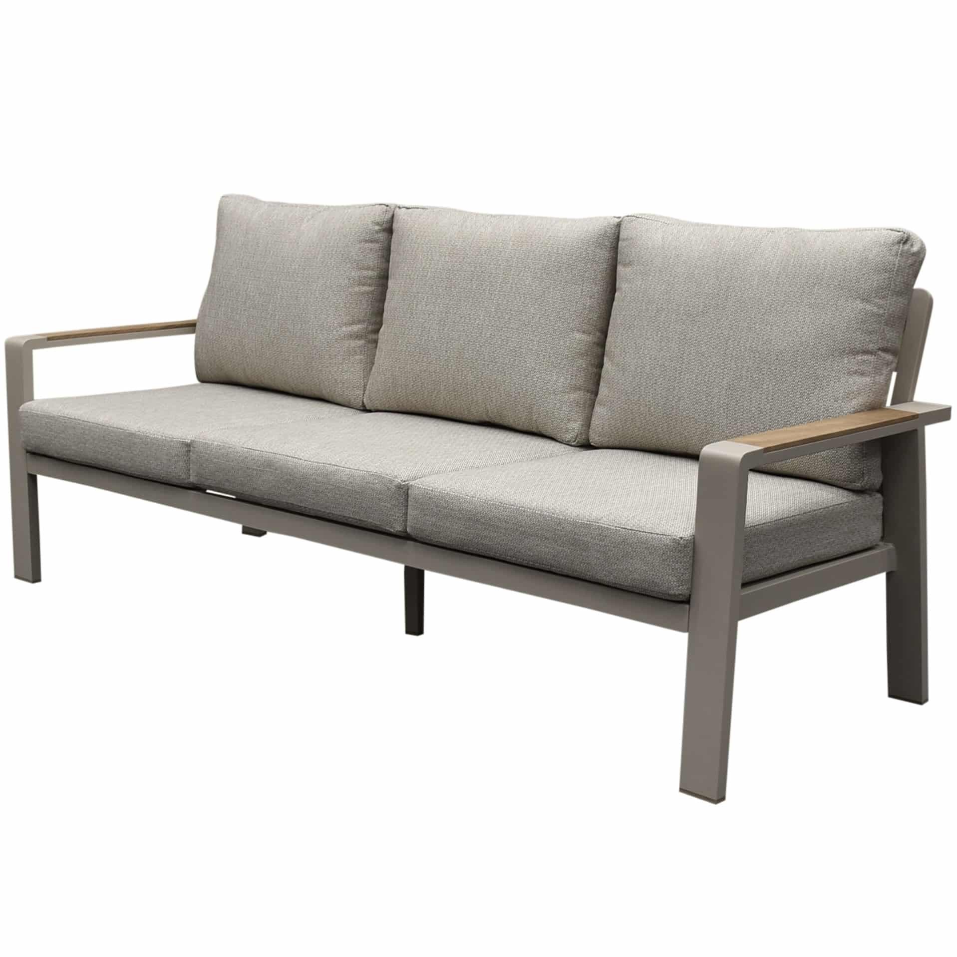Lola 3-zitsbank aluminium latte zand soft grey kussens