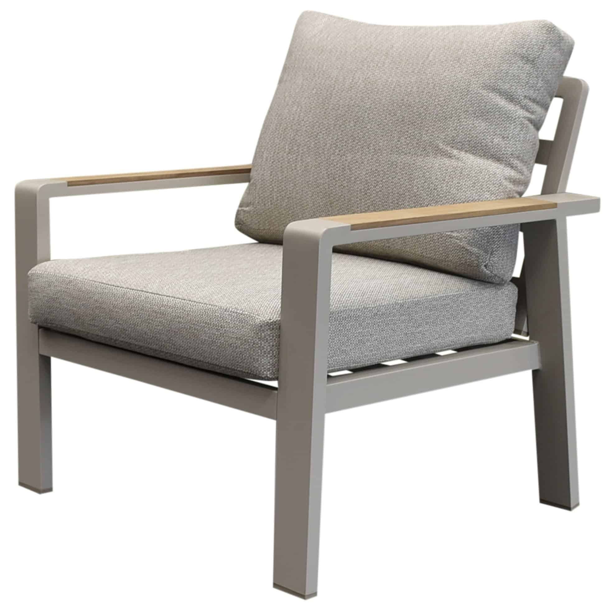 Lola lounge tuinstoel aluminium latte soft grey kussens