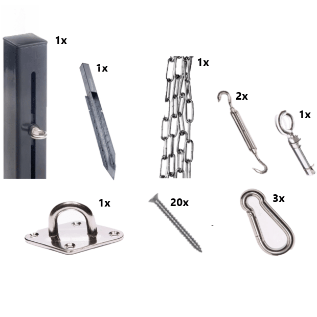 Platinum bevestigingsmaterialen schaduwdoek voor een driehoek en driehoek 90 graden combinatiepakket 1