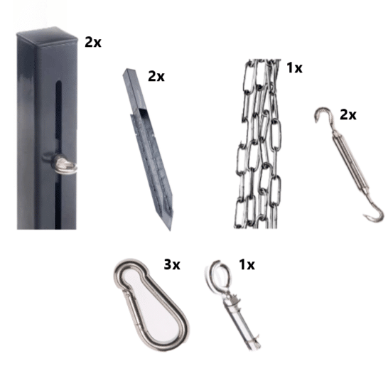 Platinum bevestigingsmaterialen schaduwdoek voor een driehoek en driehoek 90 graden combinatiepakket 2