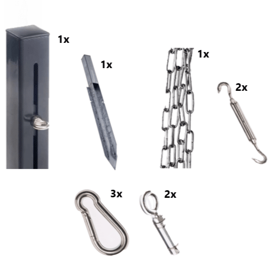 Platinum bevestigingsmaterialen schaduwdoek voor een driehoek en driehoek 90 graden combinatiepakket 3