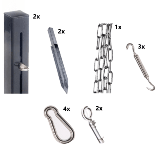 Platinum bevestigingsmaterialen schaduwdoek voor een vierkant en rechthoek combinatiepakket 1