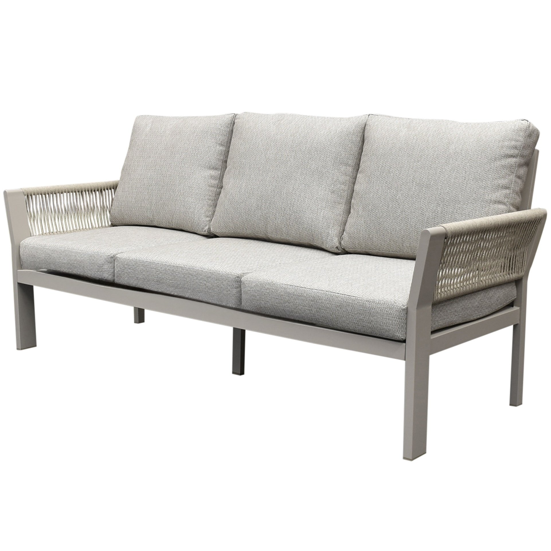 Saigon 3-zitsbank aluminium latte soft grey kussens