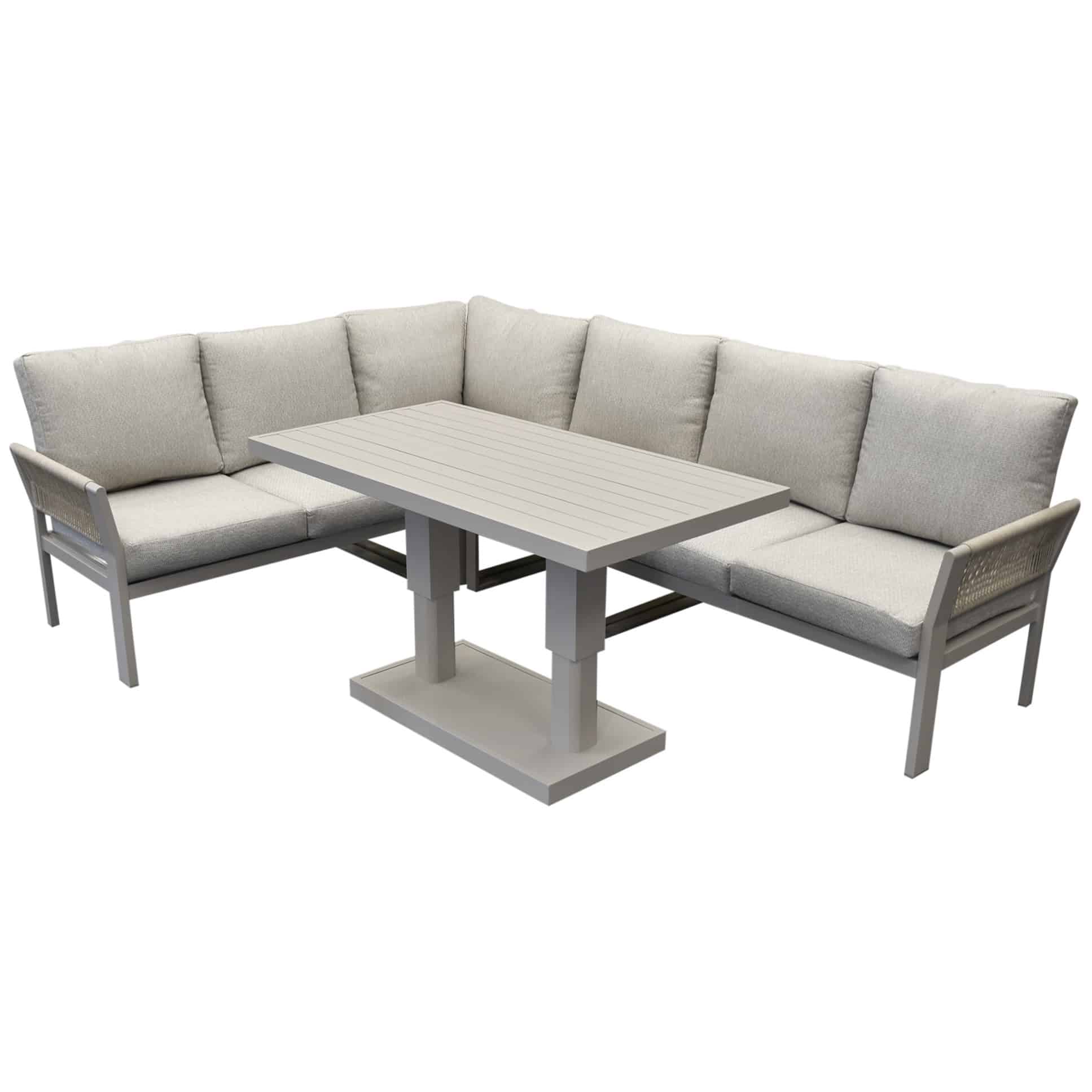 Saigon lounge dining set 5 delig verstelbare tafel latte zand