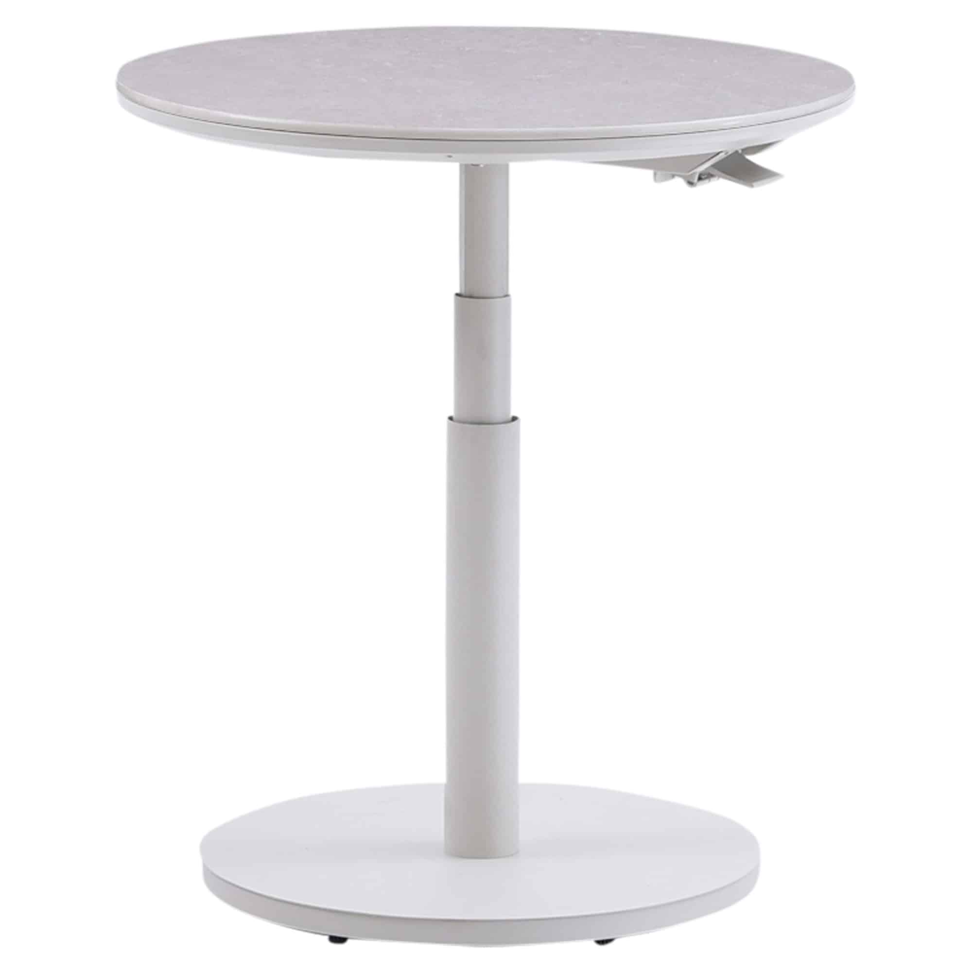 San Sebastian verstelbare bijzettafel 59xH45-65 cm rond aluminium sintered stone latte