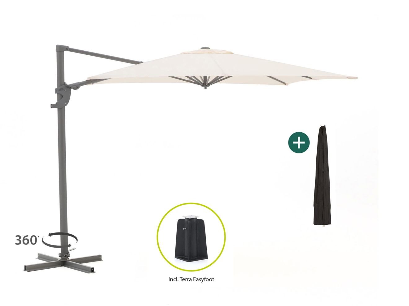 Shadowline Francisco zweefparasol 260x260cm - Laagste prijsgarantie!