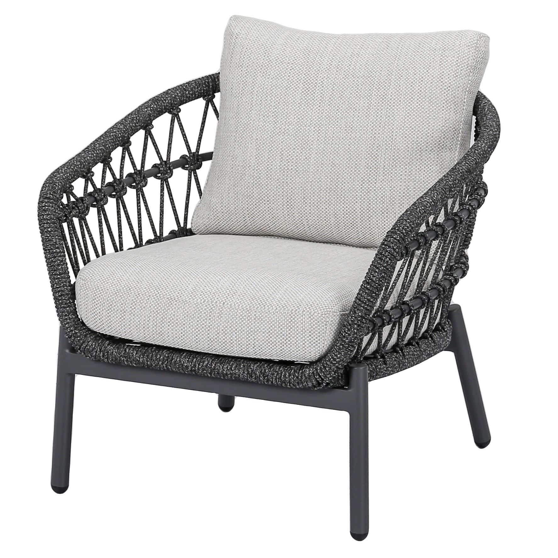 Arezzo low dining loungestoel antraciet rope