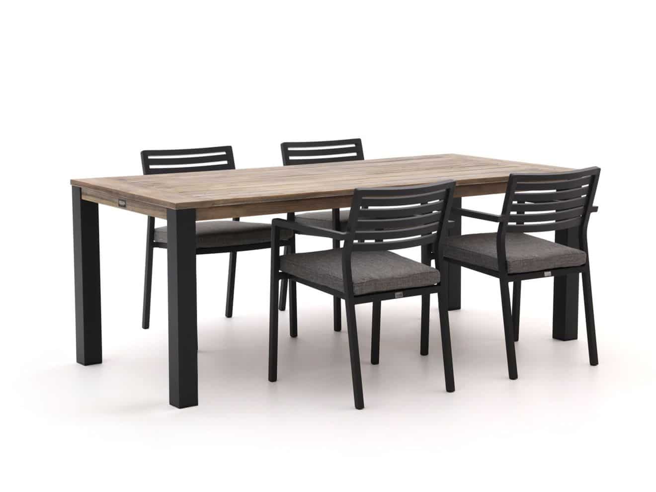 Bellagio Rumo/ROUGH-S 160cm dining tuinset 5-delig stapelbaar - Laagste prijsgarantie!