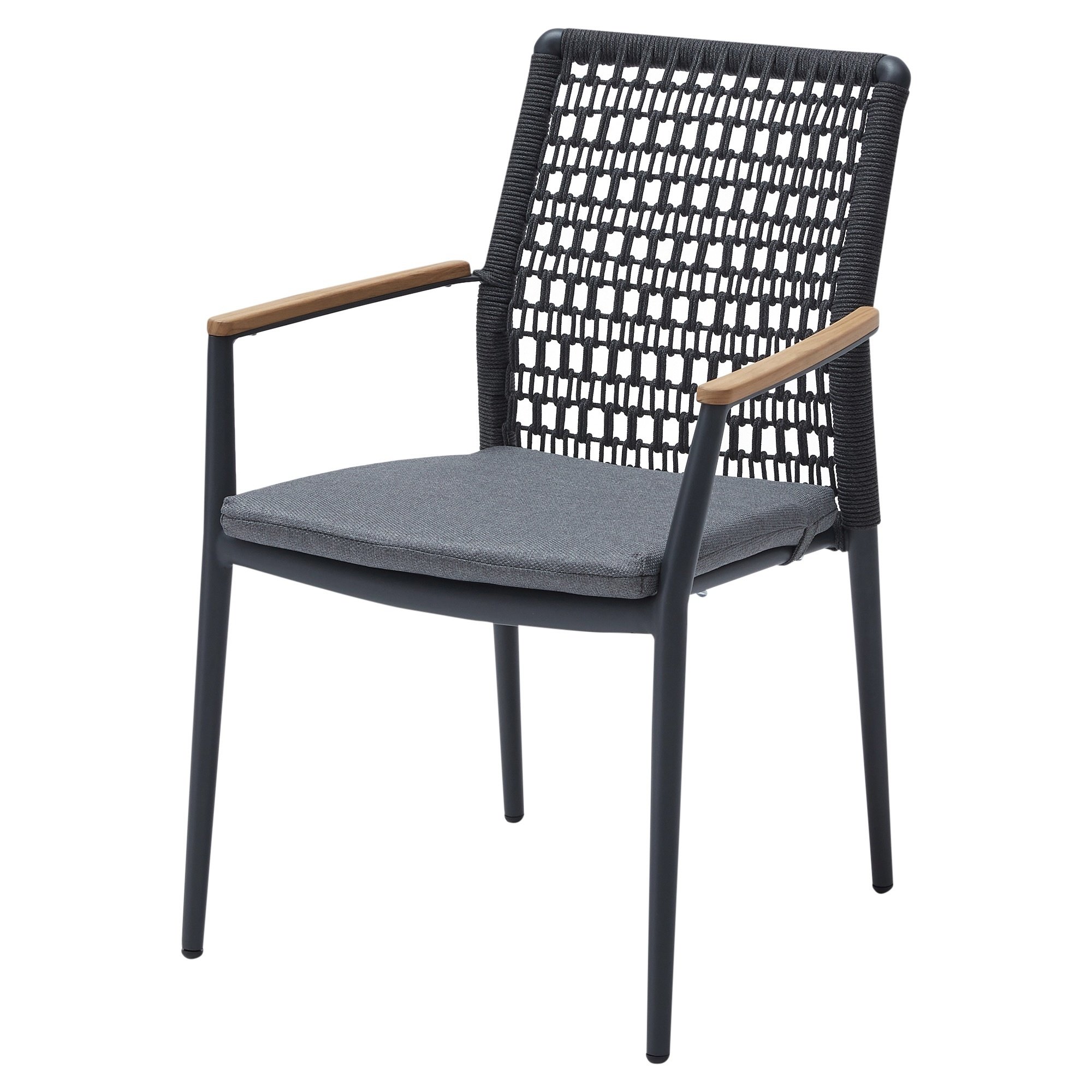 Salta dining tuinstoel rope aluminium antraciet stapelbaar