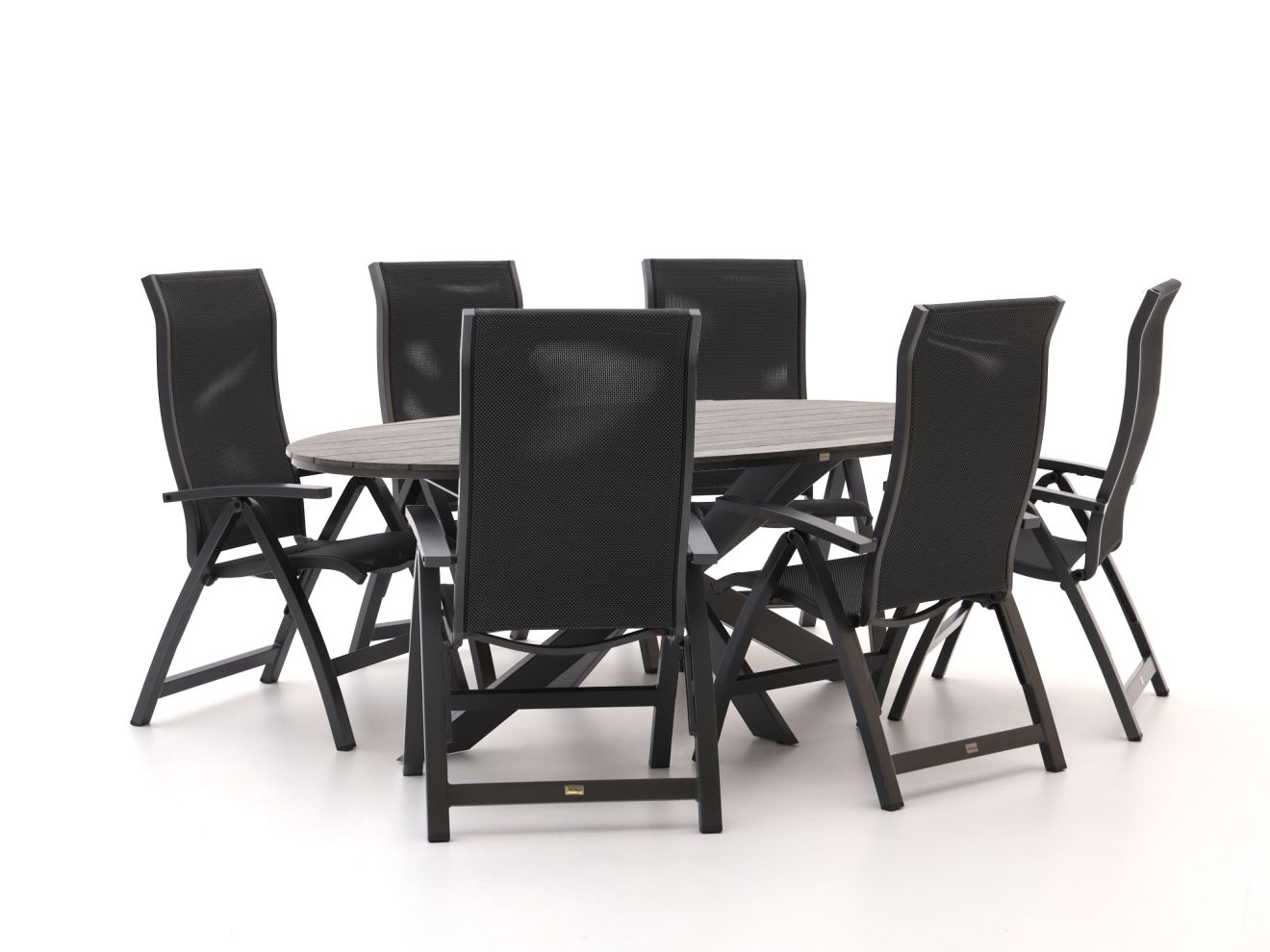 Bellagio Fermo/Fidenza ovaal 220cm dining tuinset 7-delig verstelbaar - Laagste prijsgarantie!