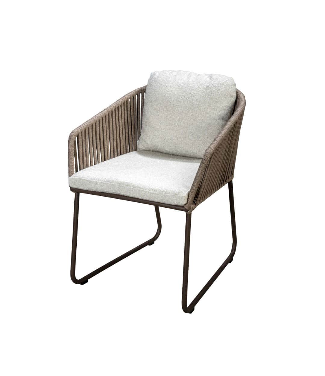 Calera dining chair aluminium bronze/belt toffee/wool white AW - Yoi