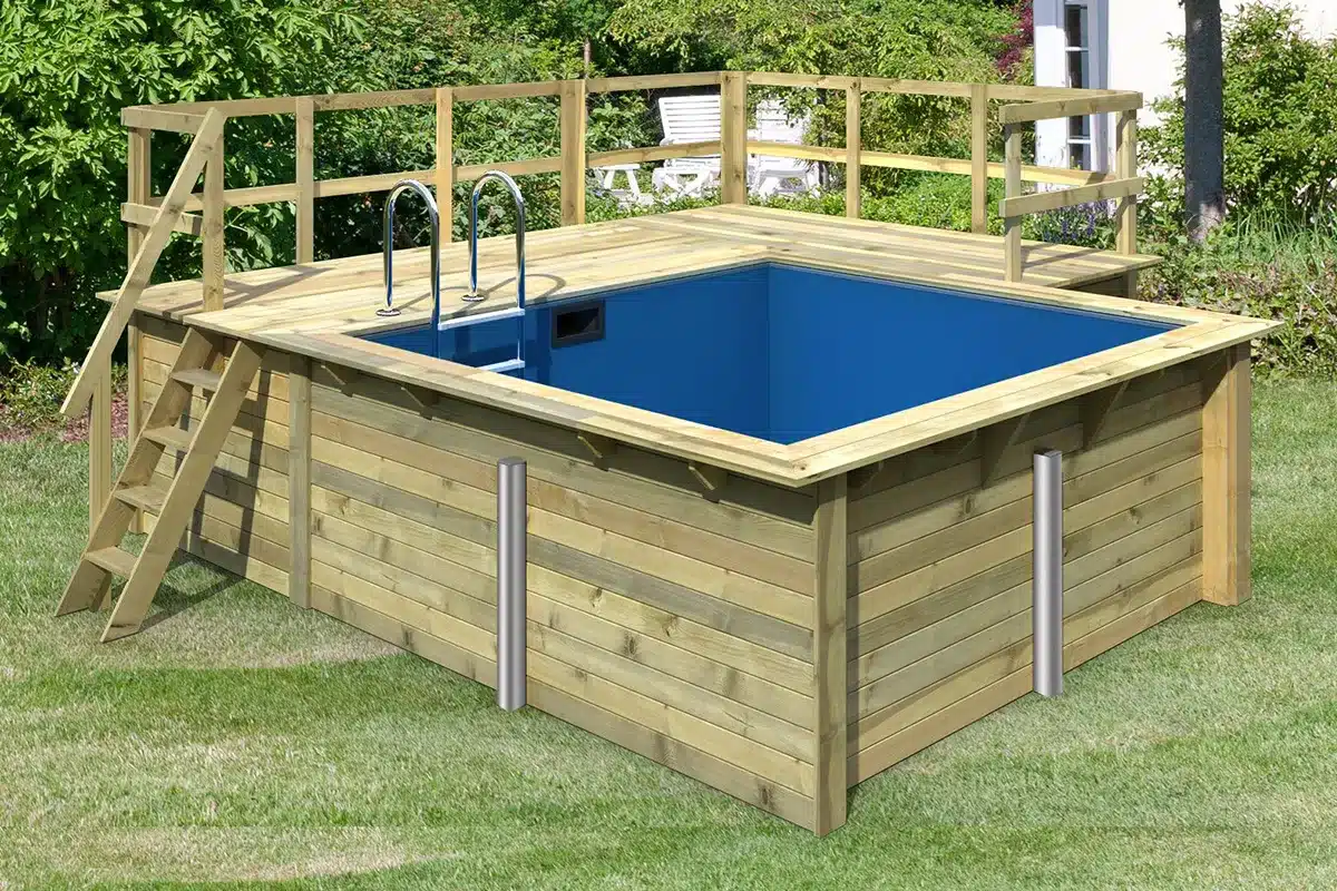 Karibu | Zwembad Rechthoek 1 met Terras 3,5 en Zijterras