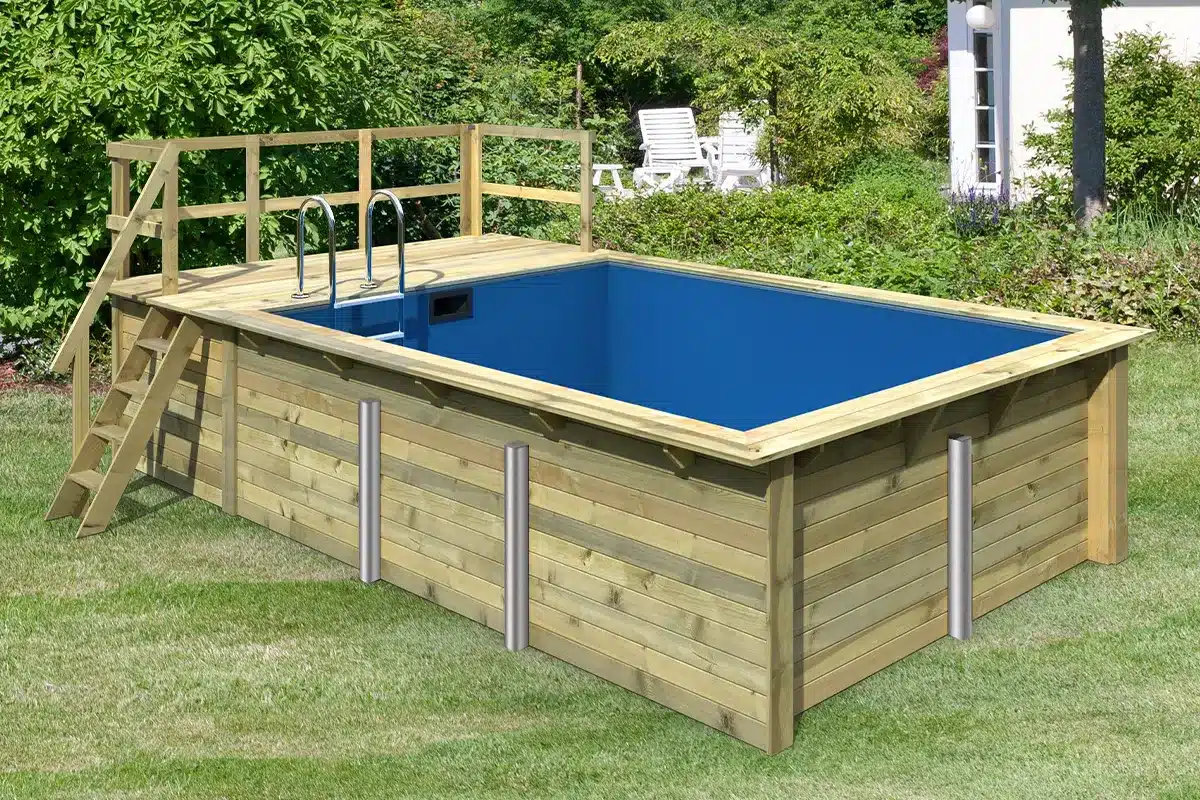 Karibu | Zwembad Rechthoek 2 met Filterpakket Klein en Terras 3,5