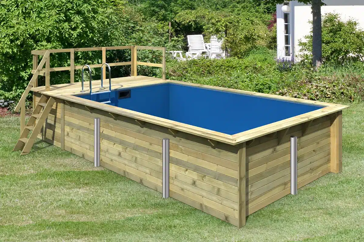 Karibu | Zwembad Rechthoek 3 met Filterpakket Klein en Terras 3,5