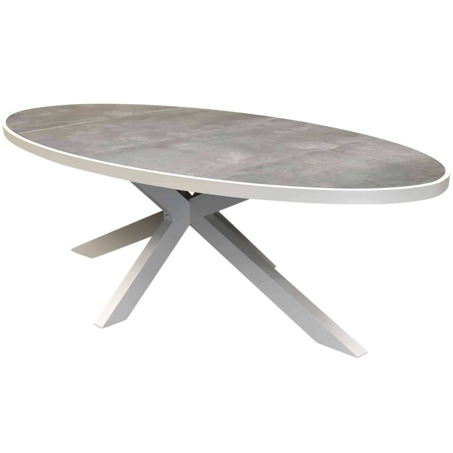 Ohio dining tuintafel ovaal 241x116xH74cm keramiek aluminium latte zand