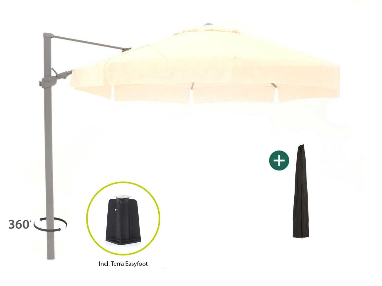 Shadowline Miami zweefparasol ? 350cm - Laagste prijsgarantie!
