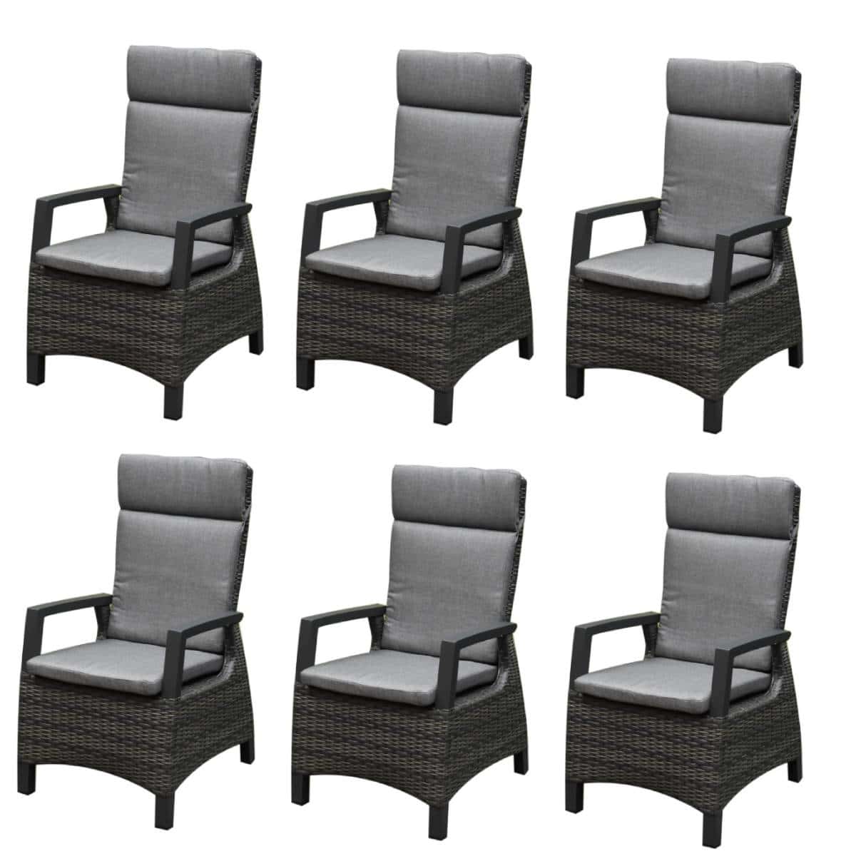 Tunis dining tuinstoel verstelbaar antraciet set van 6