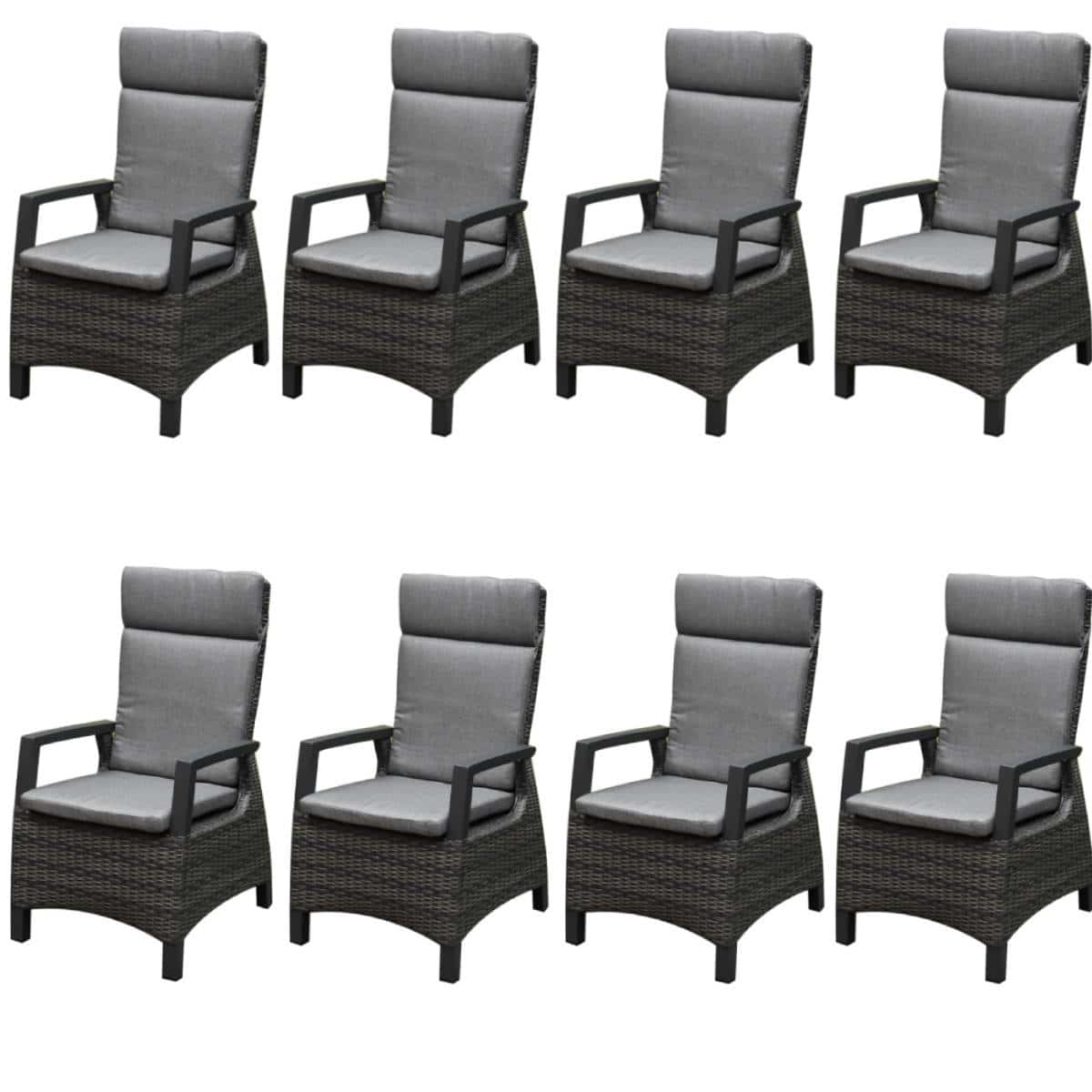 Tunis dining tuinstoel verstelbaar antraciet set van 8
