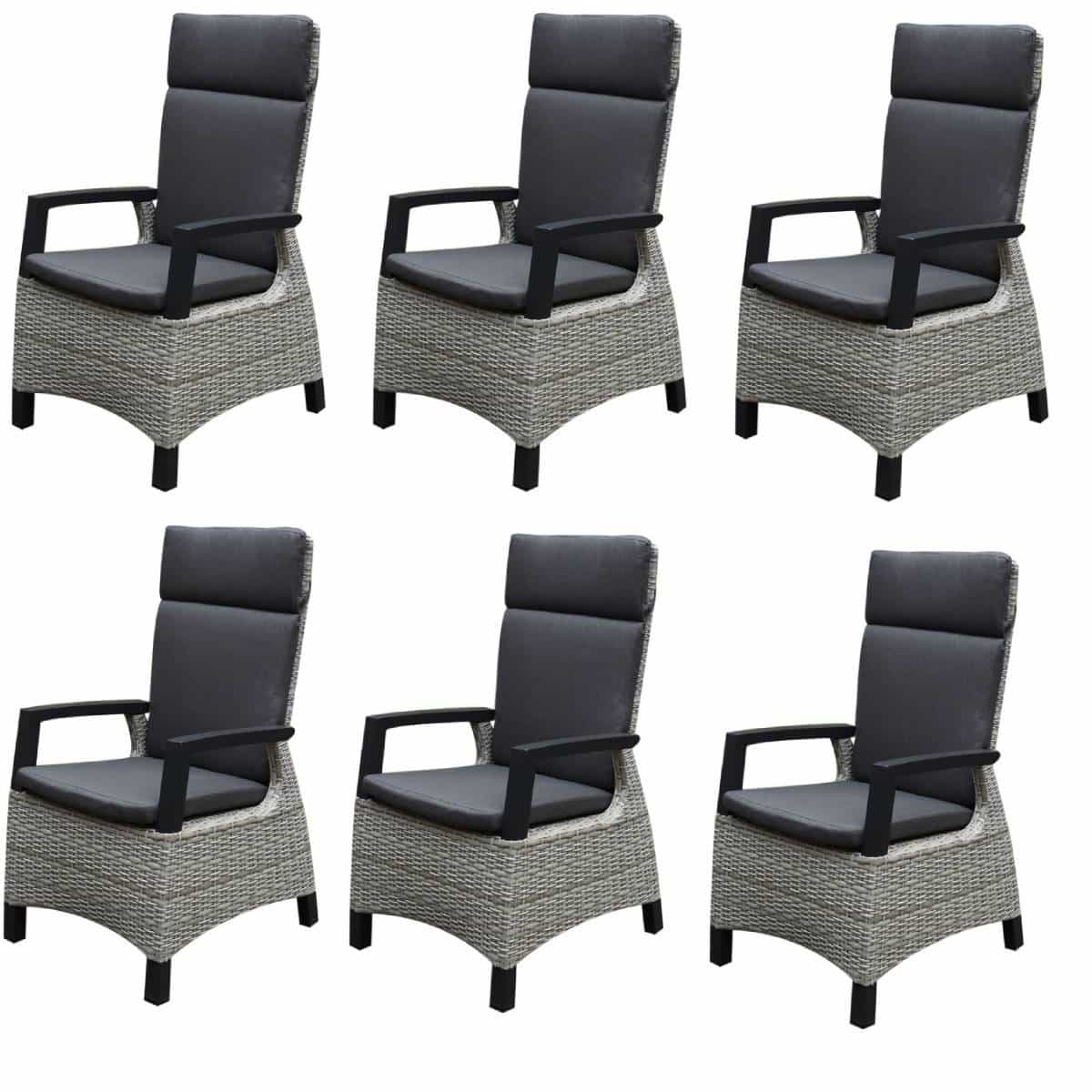 Tunis dining tuinstoel verstelbaar grijs set van 6
