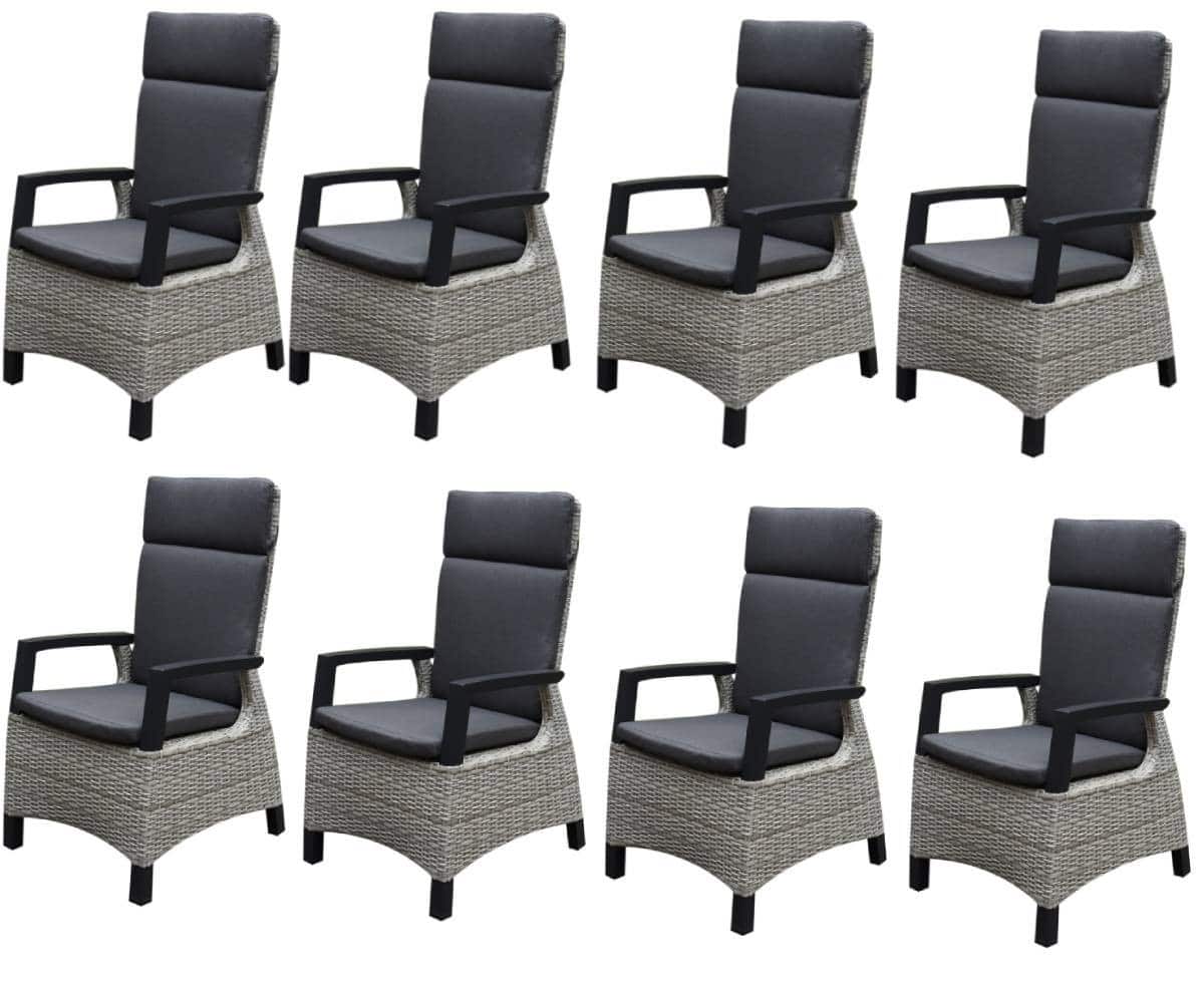 Tunis dining tuinstoel verstelbaar grijs set van 8