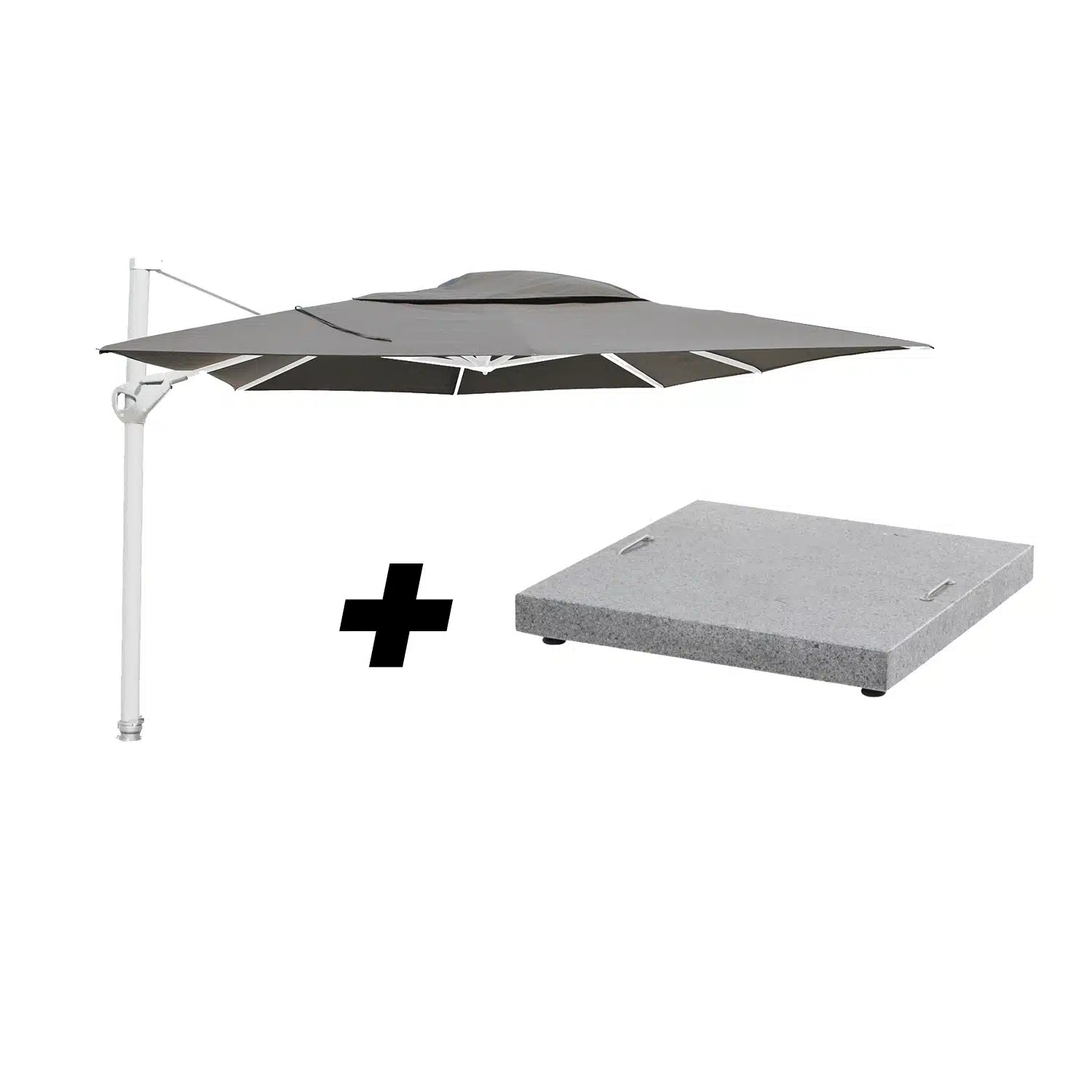 4 Seasons Outdoor Hacienda White Frame Charcoal met Parasolvoet