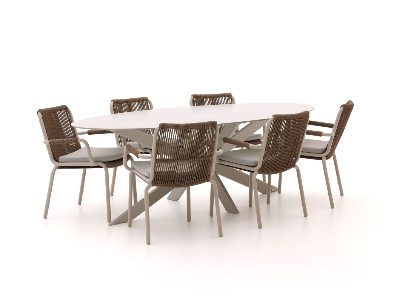 Bellagio Caronia/Furato ellips 240cm dining tuinset 7-delig stapelbaar - Laagste prijsgarantie!