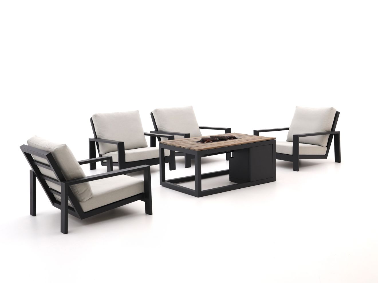 Bellagio Vezzano/Cosiraw stoel loungeset met vuurtafel 5-delig - Laagste prijsgarantie!