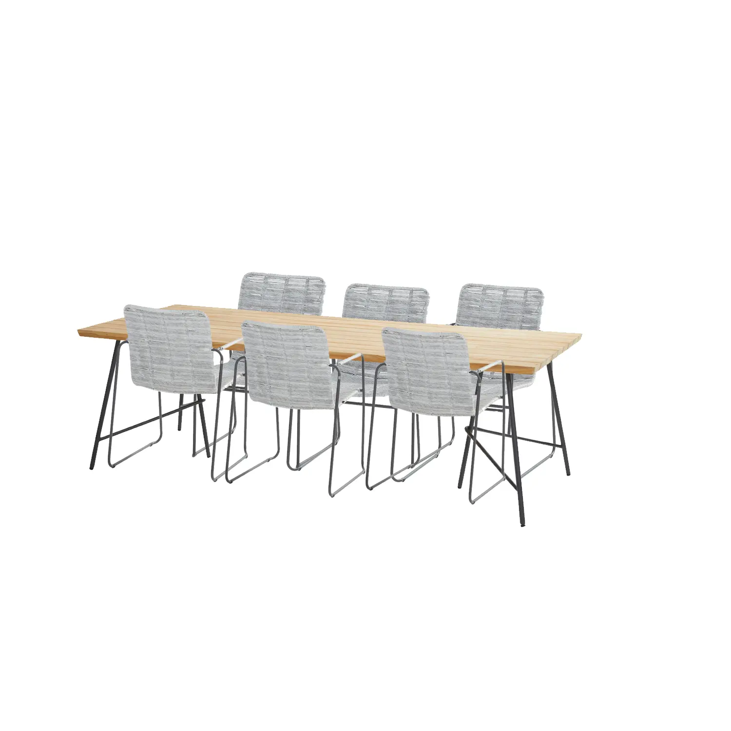 Lano diningtafel 240x100x75 met 6 Palma diningstoelen
