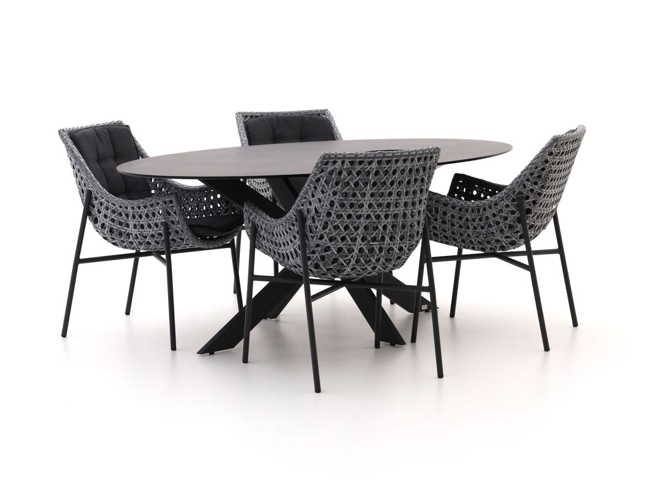 Manifesto Novara/Furato ellips 200cm dining tuinset 5-delig - Laagste prijsgarantie!