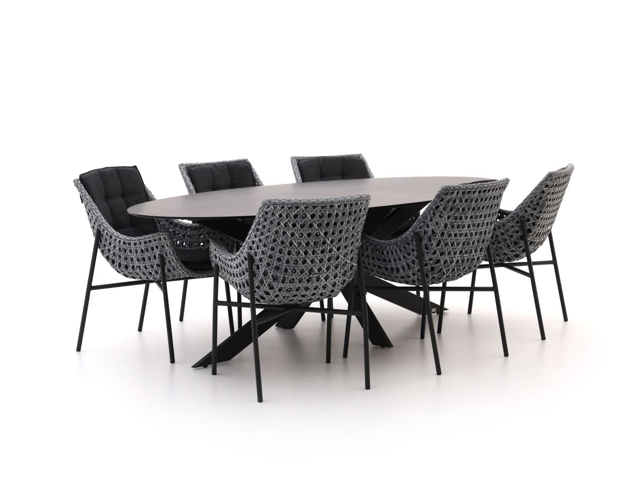 Manifesto Novara/Furato ellips 240cm dining tuinset 7-delig - Laagste prijsgarantie!