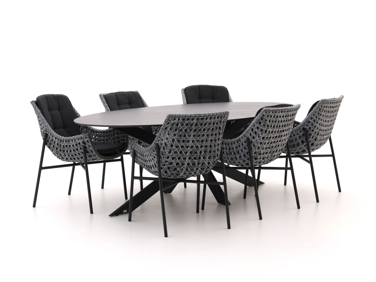 Manifesto Novara/Furato ellips 240cm dining tuinset 7-delig - Laagste prijsgarantie!