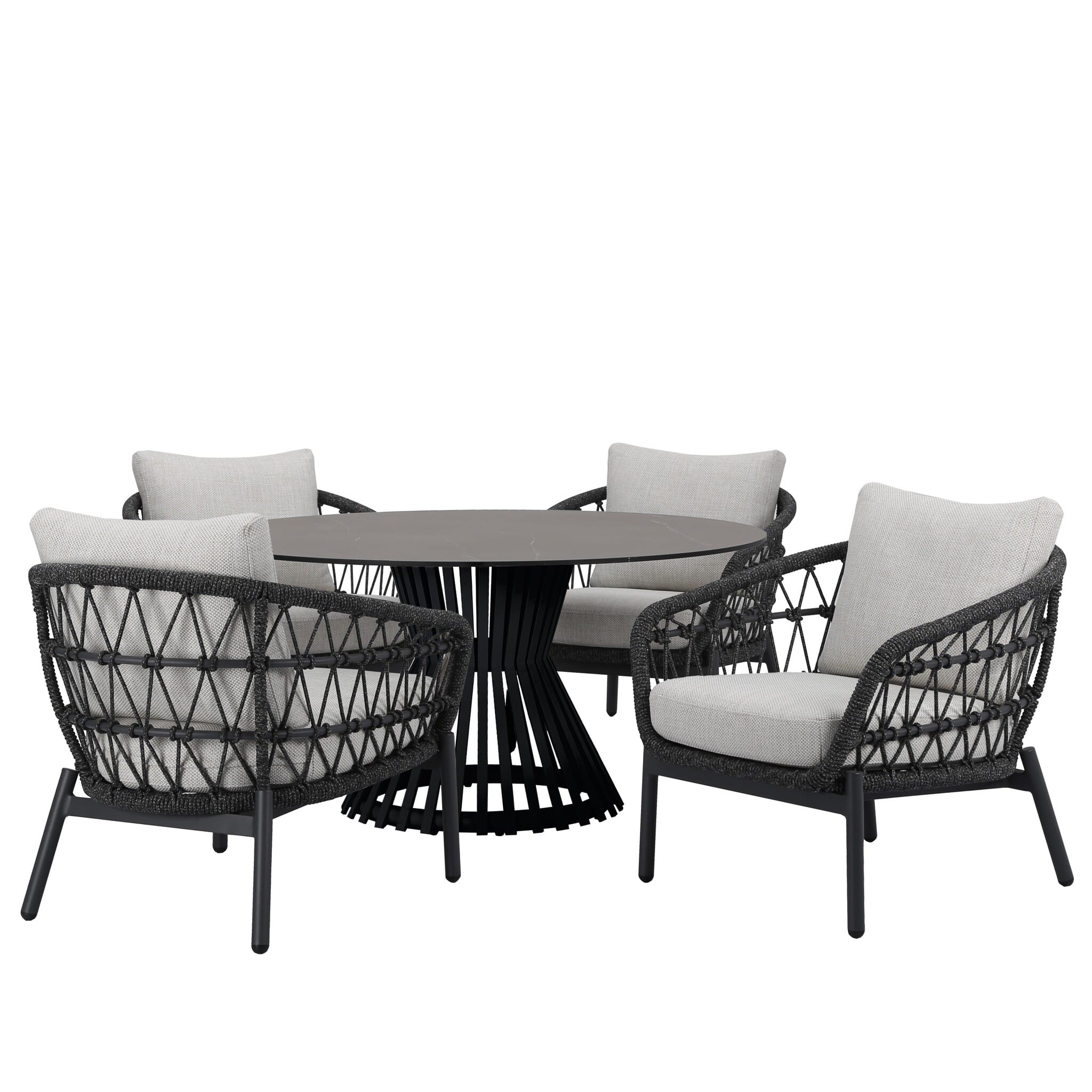 Arezzo Pasadena low dining tuinset 140xH69 cm 5 delig antraciet