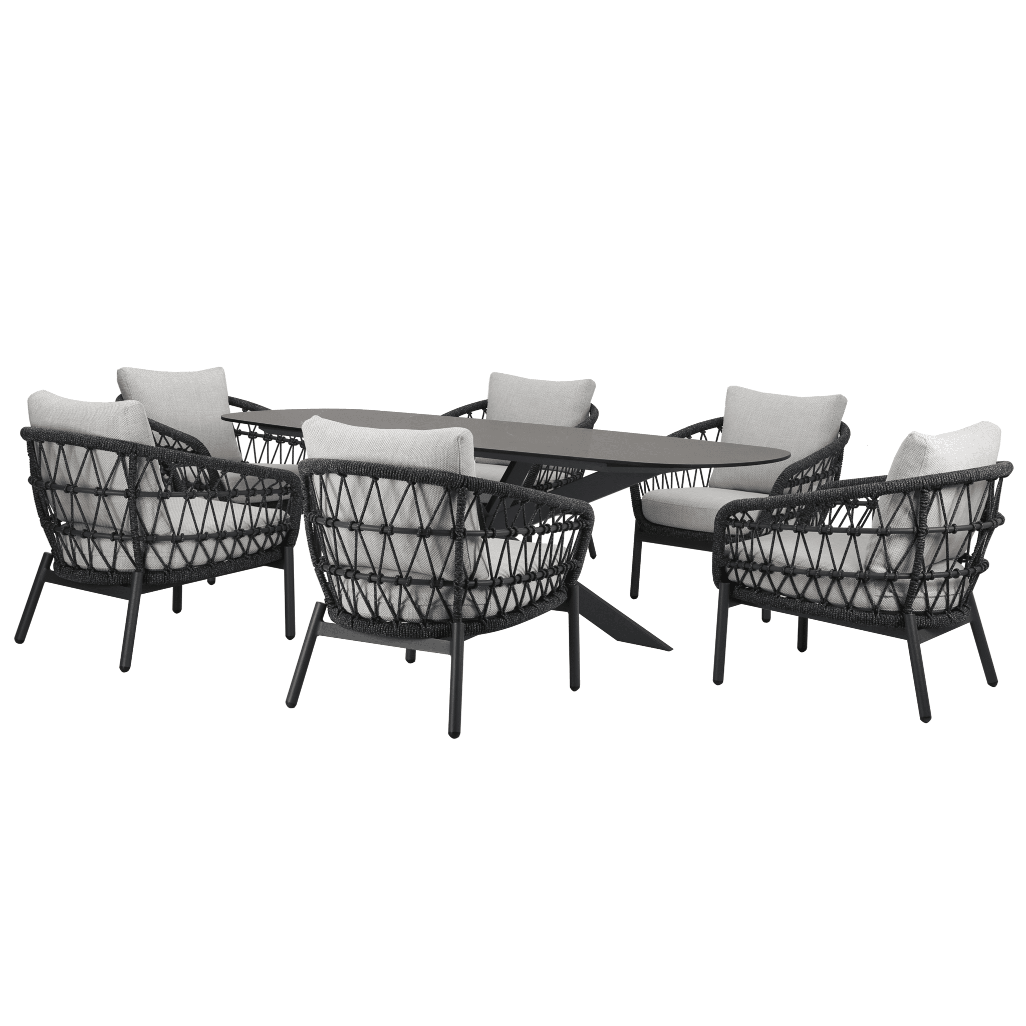 Arezzo San Francisco low dining tuinset 240x100xH69 cm 7 delig antraciet