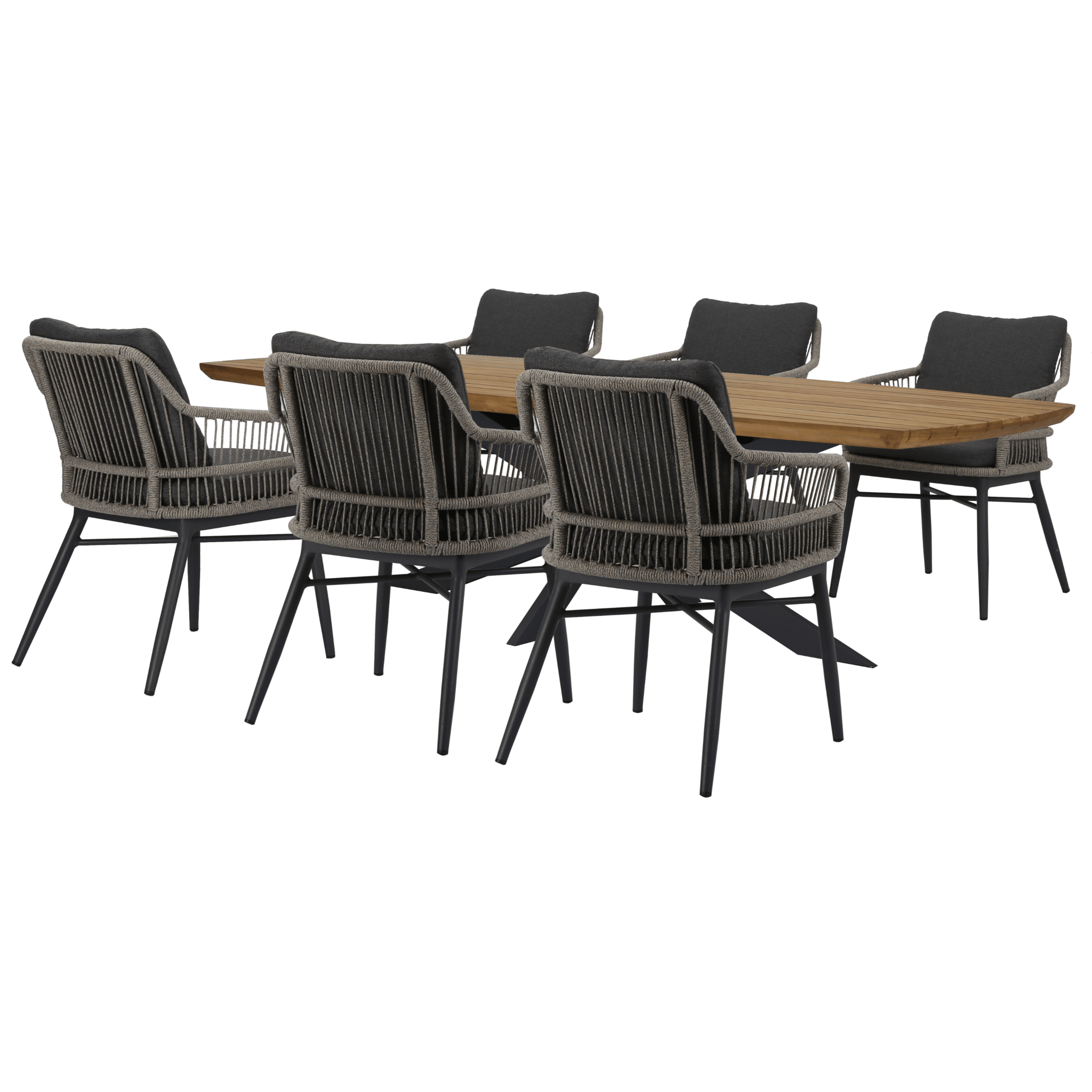 Catania Lido dining tuinset 240x100xH75 cm 7 delig antraciet