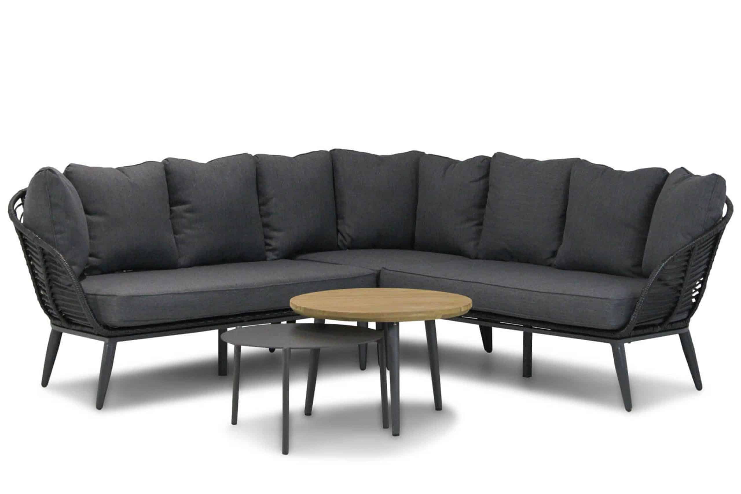 Coco Leonardo/Montana 70 cm/Pacific 60 cm hoek loungeset off black 5-delig