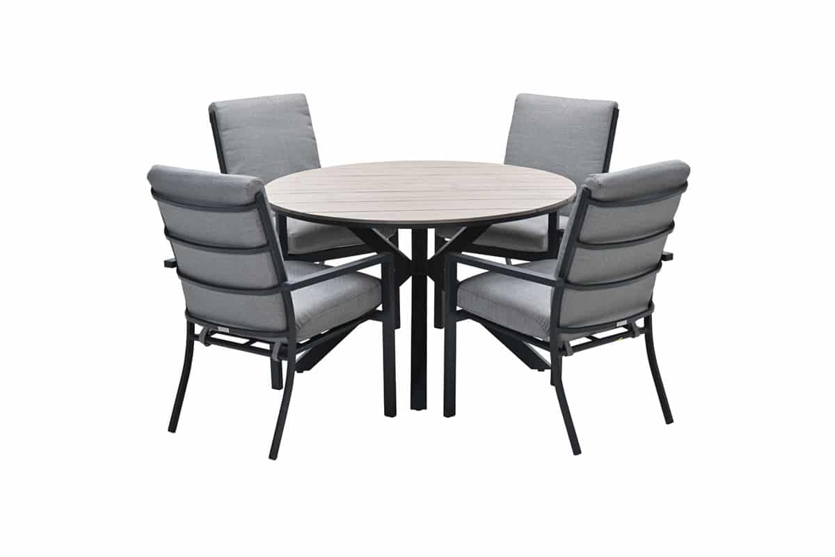 Edison tafel diameter122 cm carbon black/ light teak polyw - Garden impressions