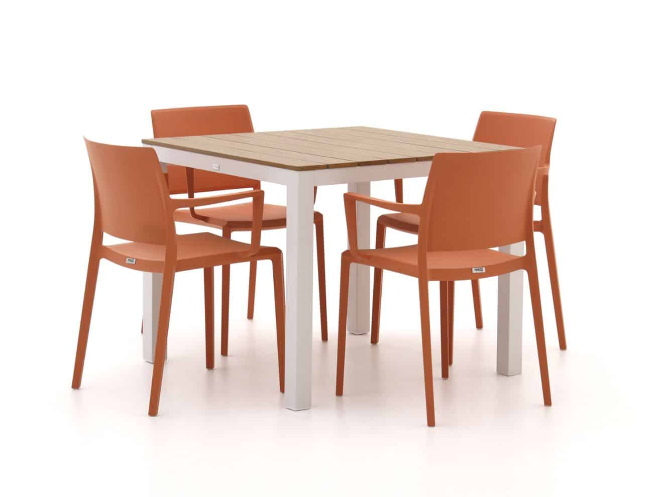 Forza Sile/Fidenza 90cm dining tuinset 5-delig stapelbaar - Laagste prijsgarantie!