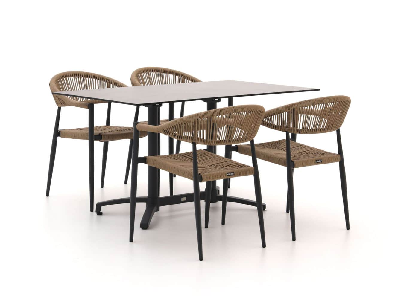 Manifesto Belpasso/Canzo 140cm dining tuinset 5-delig stapelbaar inklapbaar - Laagste prijsgarantie!