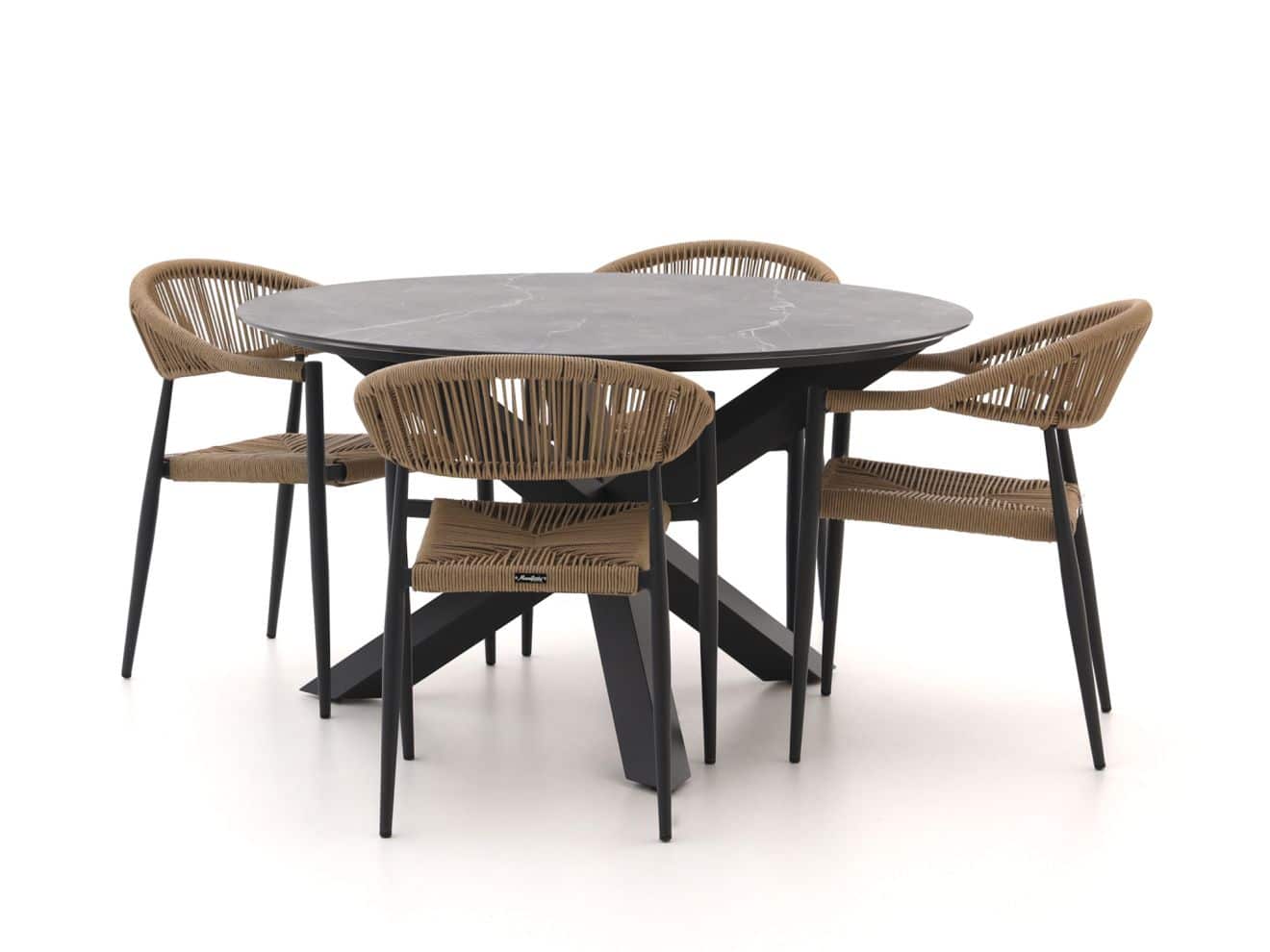 Manifesto Belpasso/Lodola ø130cm dining tuinset 5-delig stapelbaar - Laagste prijsgarantie!