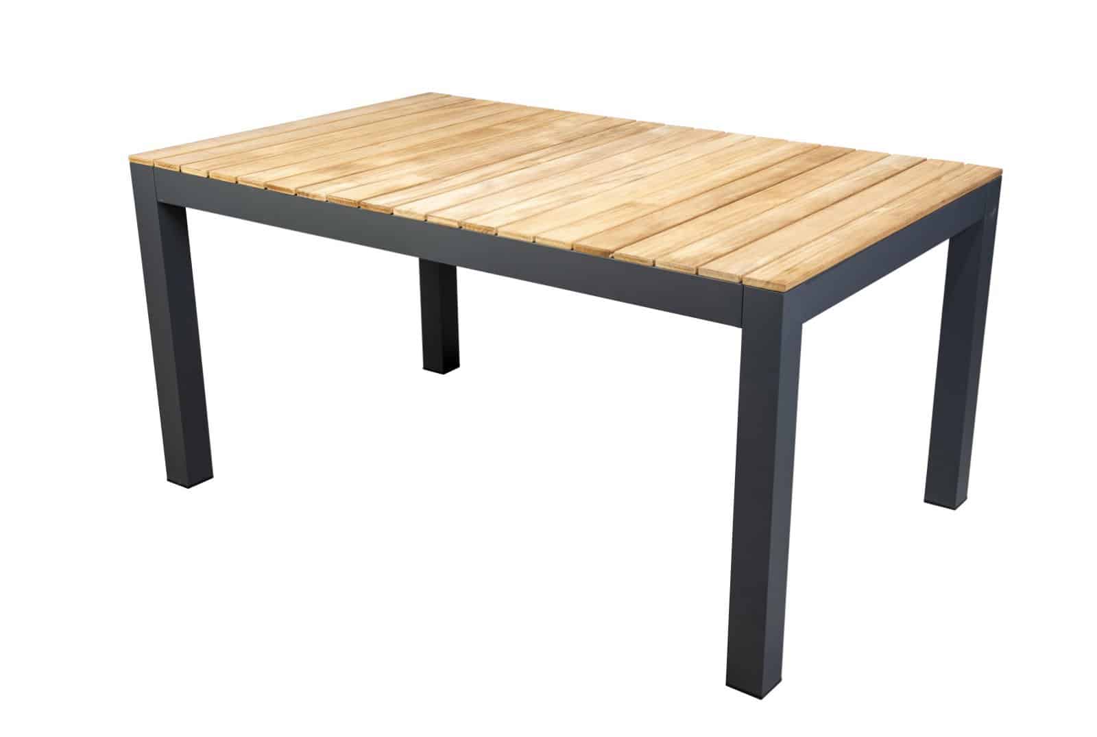 Midori low dining table 148x90 cm aluminium dark grey/teak - Yoi