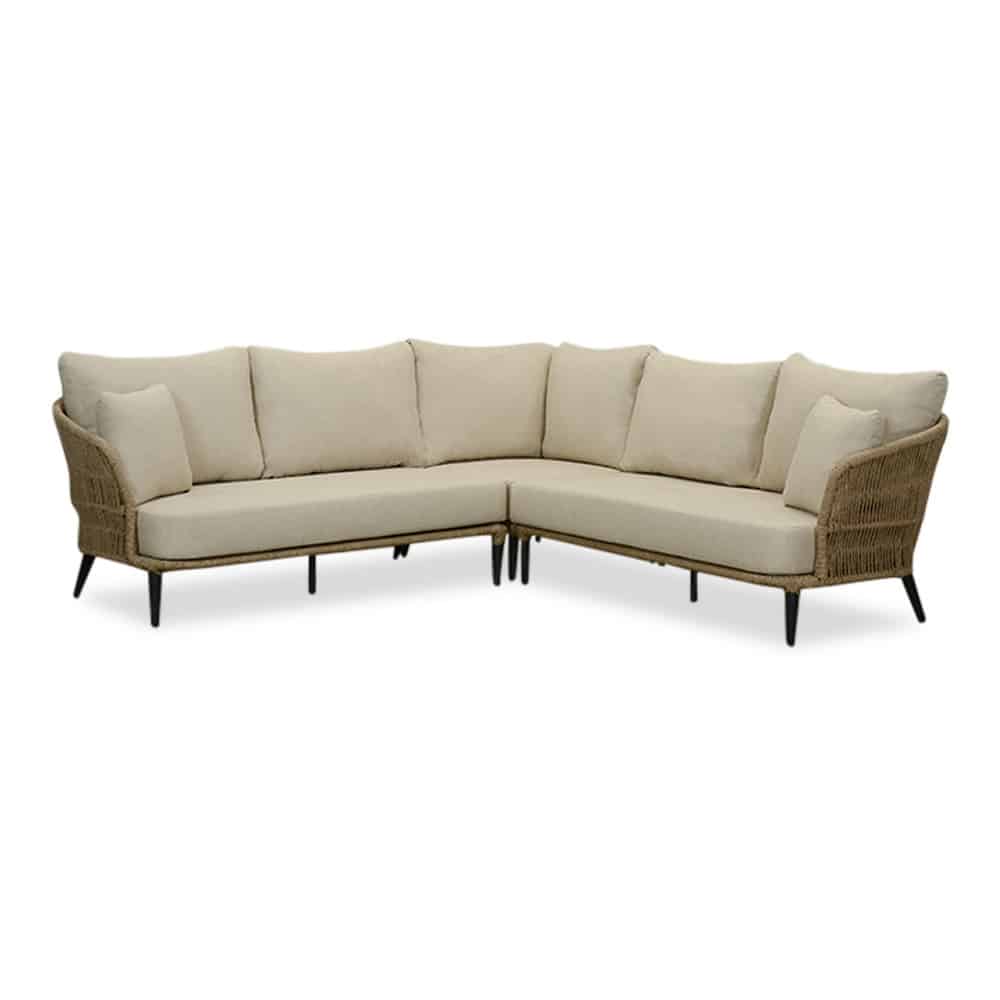 Palermo hoek loungeset 5 personen | aluminium + touw | Sahara Dust | 4-delig - 230x230cm