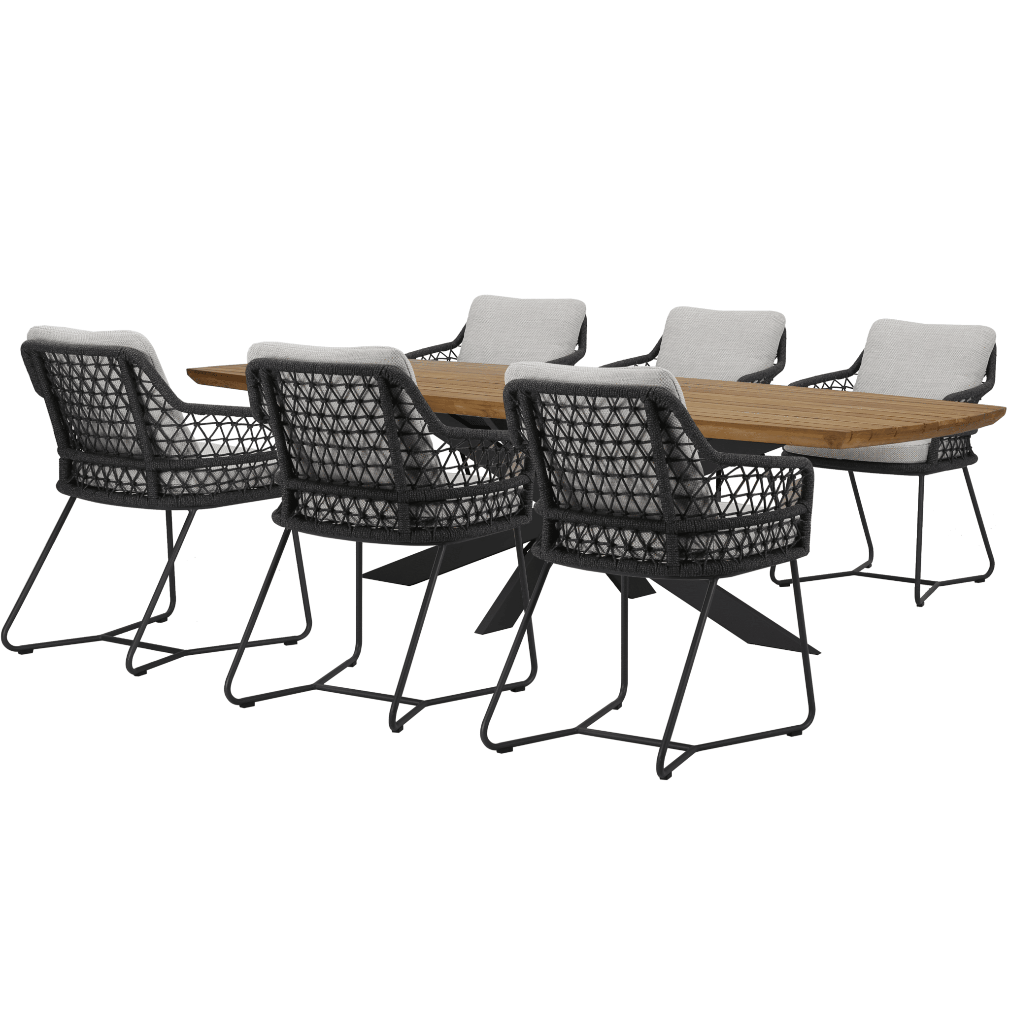 Taranto Lido dining tuinset 240x100xH75 cm 7 delig antraciet